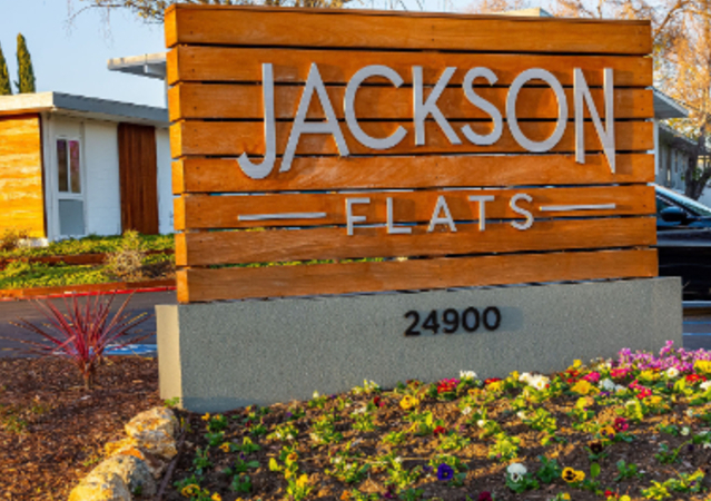 Apartments for Rent Hayward CA - Jackson Flats - Exterior view of Jackson Flats Apartments featuring contemporary design and landscaped surroundings.